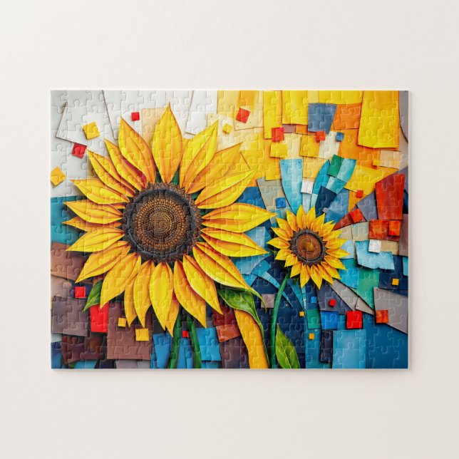 Puzzle Girasol radiante en estilo abstracto moderno (Horizontal)