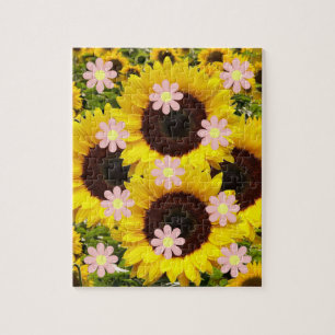 Puzzle Girasol rompe flores rosas