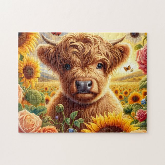 Puzzle Girasol Vaca de las Tierras Altas (Horizontal)
