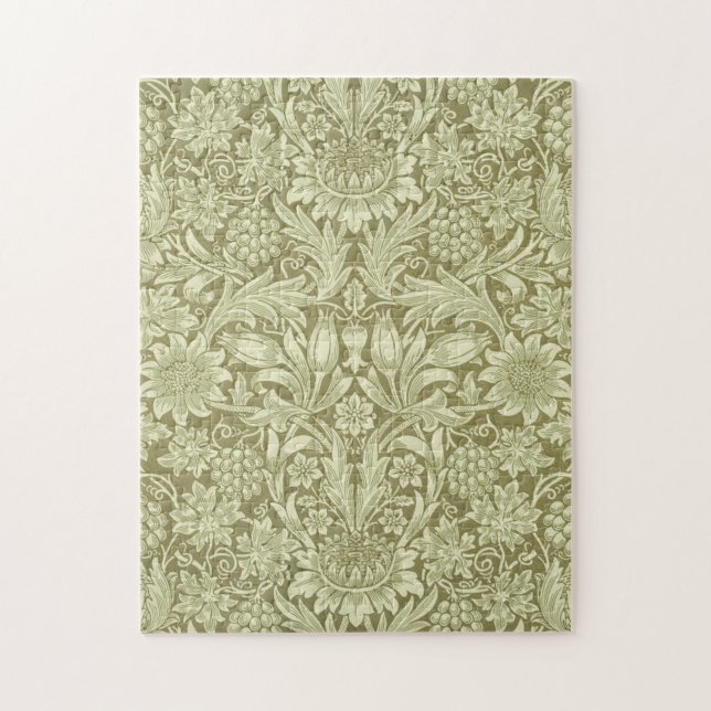Puzzle Girasol William Morris Vintage Damask Oliva (Vertical)