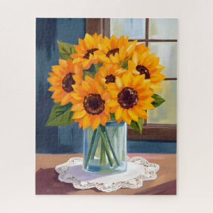 Puzzle Girasoles Serenos   Acuarela Floral Amarilla