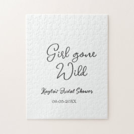 Puzzle Girl gone wild bridal shower name date simple mini