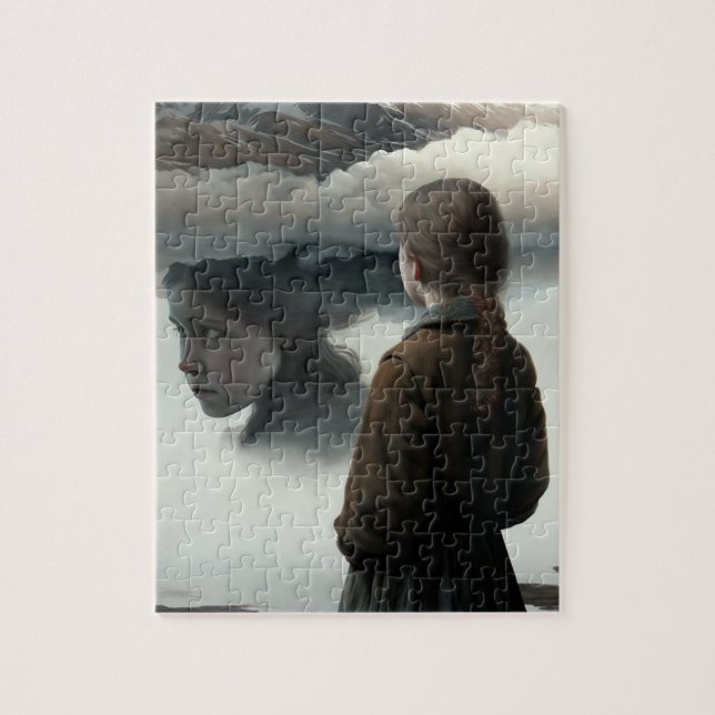 Puzzle Girl with clouds (Vertical)