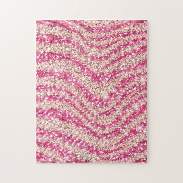 Puzzle Girly Pink Blush Glitter Zebra Pattern             (Vertical)