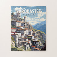 Gjirokaster Albania Vintage de arte de viajes