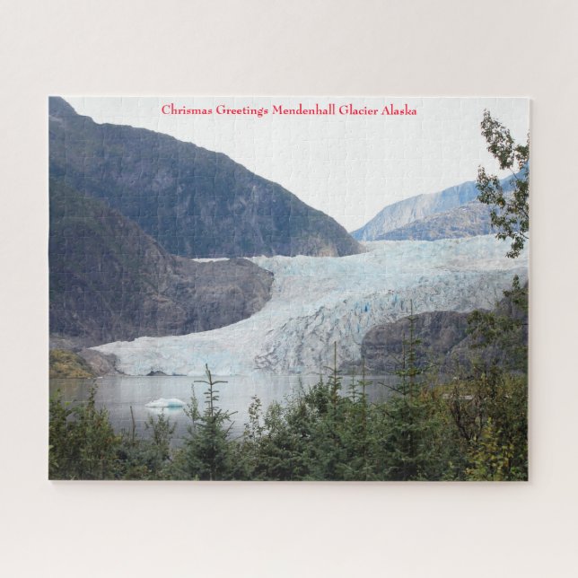 Puzzle Glaciar de Mendenhall Alaska Saludos navideños (Horizontal)
