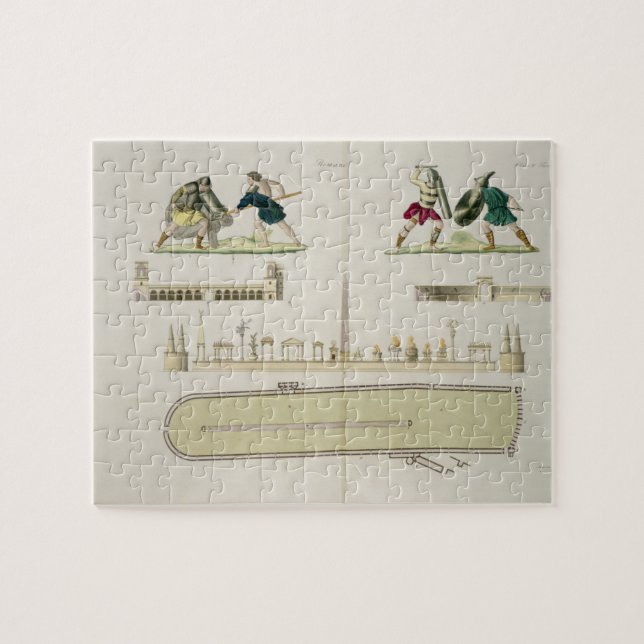 Puzzle Gladiadores y un plan del circo de Caracalla, (Horizontal)
