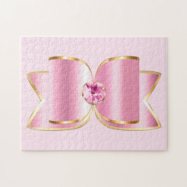 Puzzle Glam Bow rosa con piedra angular (Horizontal)