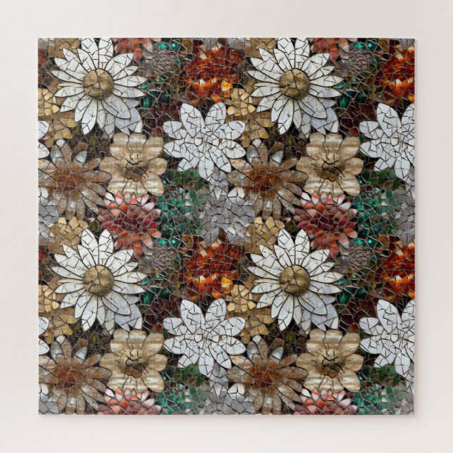 Puzzle Glam Champagne Flores blancas rojas de oro (Vertical)