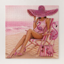 Glam Chic Classy Lady Flamingo Rosa Tropical Playa