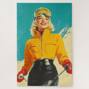 Puzzle Glamour del esquí retro Vintage Winter Adventure