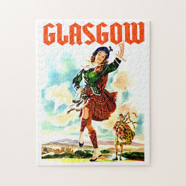 Puzzle Glasgow, mujer en Kilt, (Vertical)