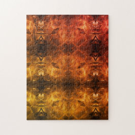 Puzzle Glass Rojo Gold Sheen Fiery Tribal Style Tones cál