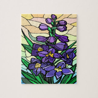 Puzzle Glass Stain Dendrobium Purple Flower