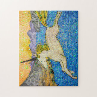 Puzzle Gliding de Unicornio sobre el lago de la Evolución