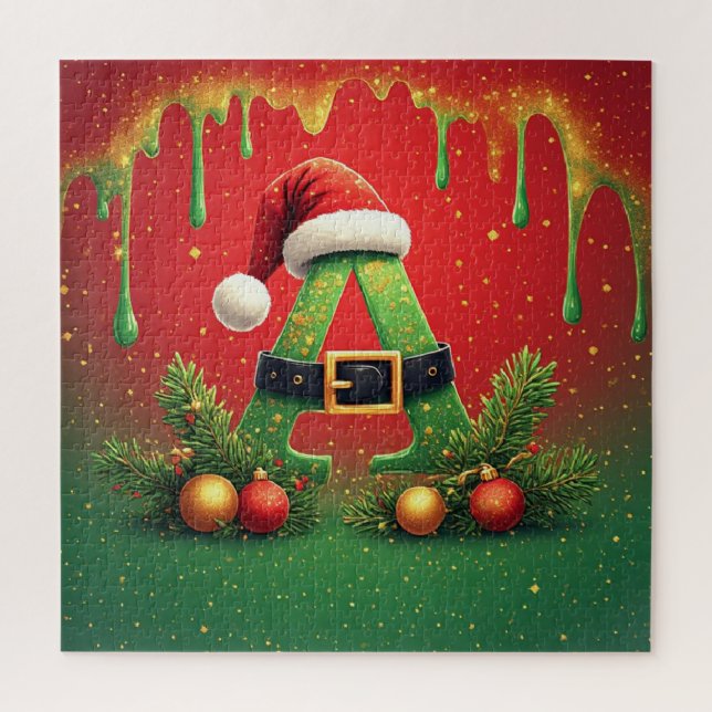 Puzzle Glitter Dorado A Para Navidad Familiar (Vertical)