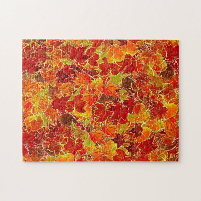 Puzzle Glittery Fall Maple Leaves (Horizontal)