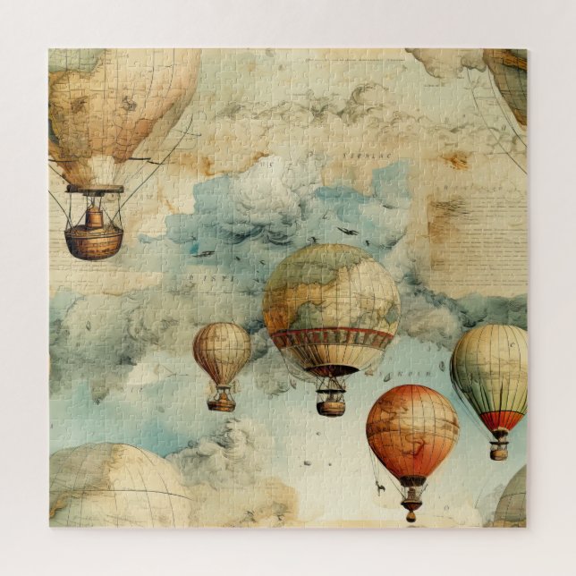 Puzzle Globo de aire caliente de época en un paisaje sere (Vertical)