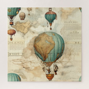 Puzzle Globo de aire caliente de época en un paisaje sere