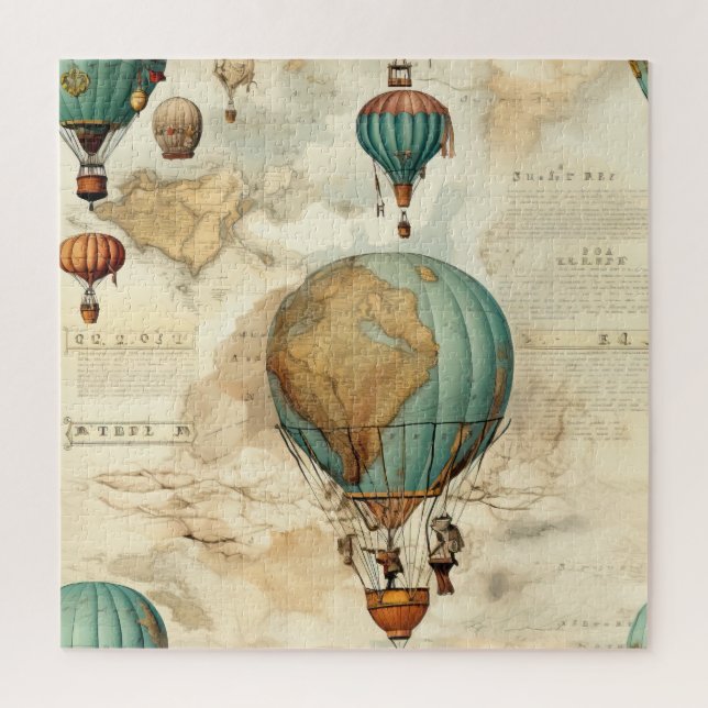 Puzzle Globo de aire caliente de época en un paisaje sere (Vertical)