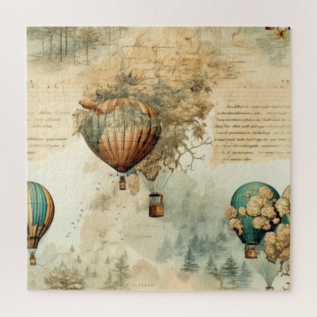 Puzzle Globo de aire caliente de época en un paisaje sere (Vertical)