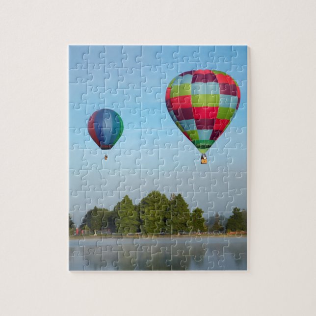 Puzzle Globos de aire caliente sobre un lago, Nueva Zelan (Vertical)
