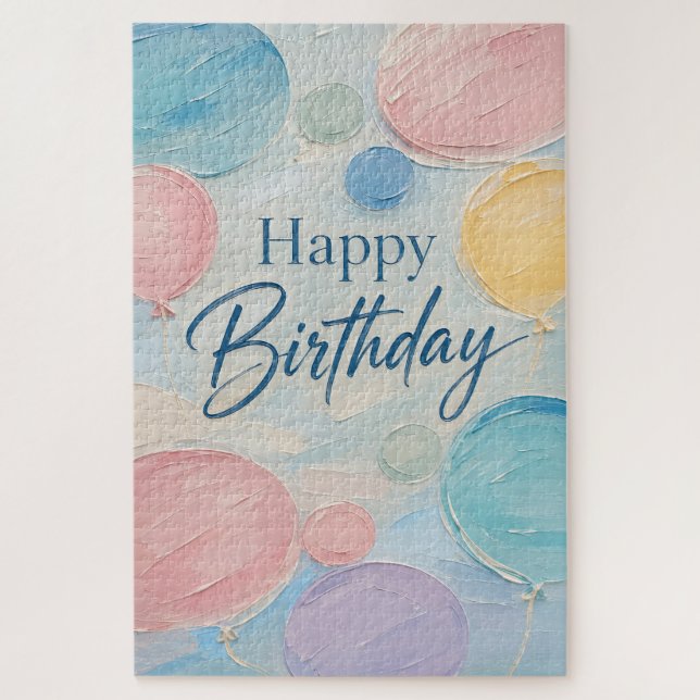 Puzzle Globos de Pastel Cumpleaños Pinceladas (Vertical)