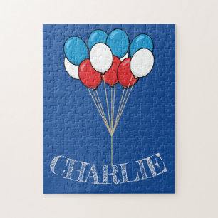 Puzzle Globos patrióticos de Blue White Red Personaliza