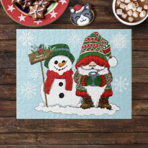 Puzzle Gnomo de Navidad Acogedor Muñeco de Nieve Fiesta d