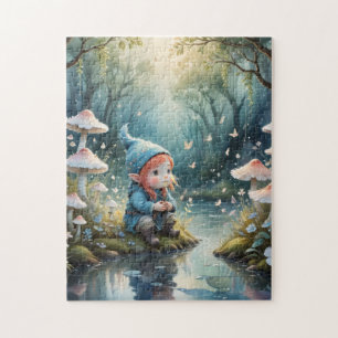 Puzzle gnomo en el bosque de setas