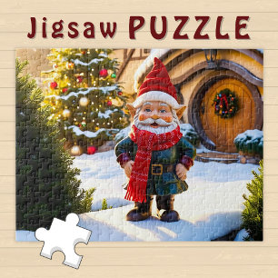 Puzzle Gnomo sonriente al aire libre Árbol de Navidad y C