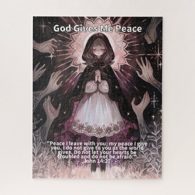 Puzzle God Gives Me Peace - Christian Anime (Vertical)