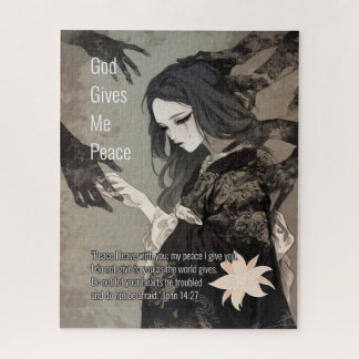 Puzzle God Gives Me Peace - Christian Vintage Retro Anime