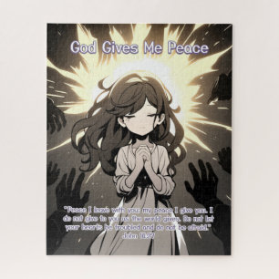 Puzzle God Gives Me Peace - Christian Vintage Retro Anime