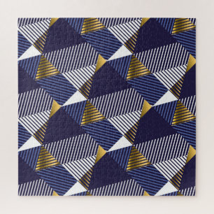 Puzzle Gold Blue Luxury: Patrón sin soldadura geométrica