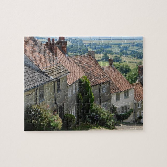 Puzzle Gold Hill, Shaftesbury, Dorset, Inglaterra Jigsaw  (Horizontal)