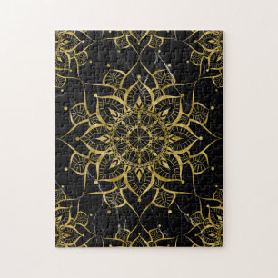 Puzzle Gold Mandala yoga negro de mármol zen