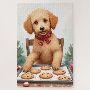 Puzzle Golden Doodle Decorando Galletas de Navidad
