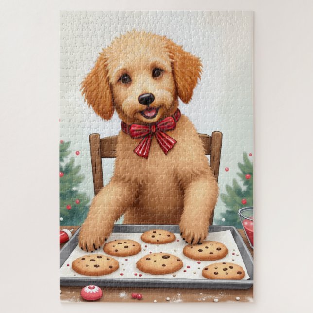 Puzzle Golden Doodle Decorando Galletas de Navidad (Vertical)