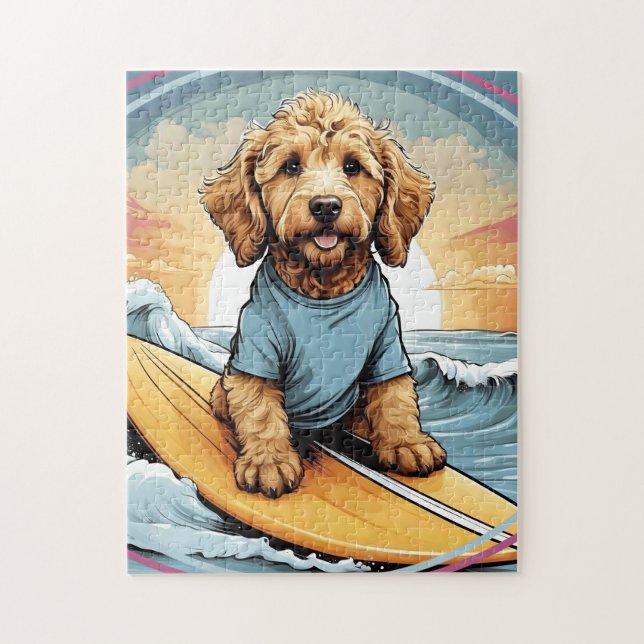Puzzle Golden Doodle dog (Vertical)
