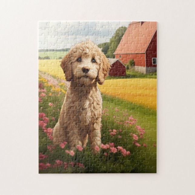 Puzzle Golden Doodle dog (Vertical)