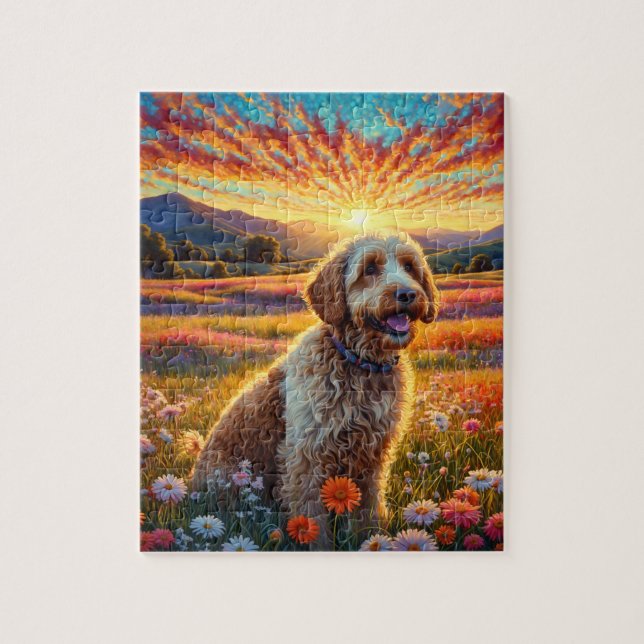 Puzzle Golden Doodle dog (Vertical)