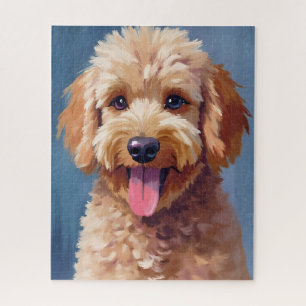 Puzzle Golden Doodle   Pintura Acuarela de Perro Mascota