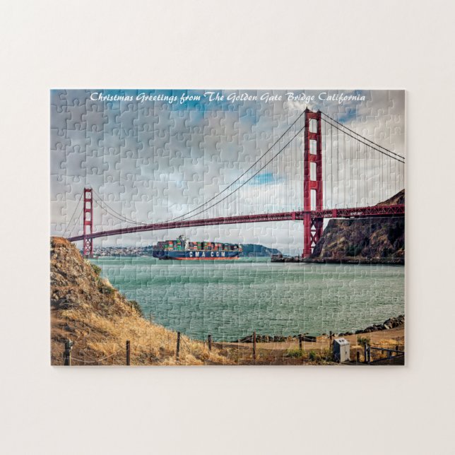 Puzzle Golden Gate Bridge California. Saludos de Navidad (Horizontal)