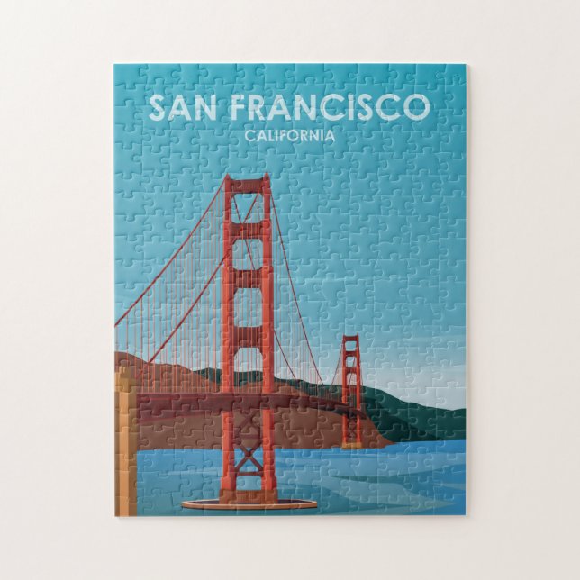 Puzzle Golden Gate Bridge San Francisco Vintage Travel (Vertical)
