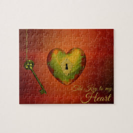 Puzzle Golden Heart with Key