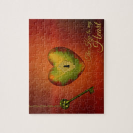 Puzzle Golden Heart with Key