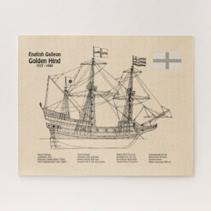 Puzzle Golden Hind - Planes de diseño de la huella del ba