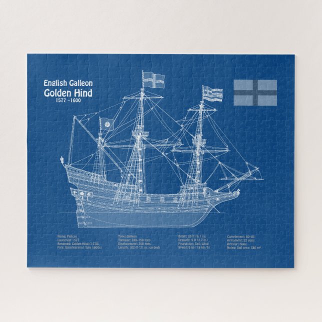 Puzzle Golden Hind - Planes de trazado de los buques ABD (Horizontal)