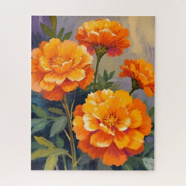 Puzzle Golden Marigolds | Watercolor Flowers Floral (Vertical)